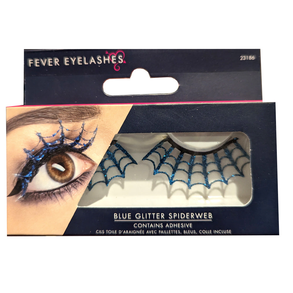 Eyelashes Spiderwebs With Glitter Adult Blue Eyelashes Spiderwebs With Glitter Adult Blue