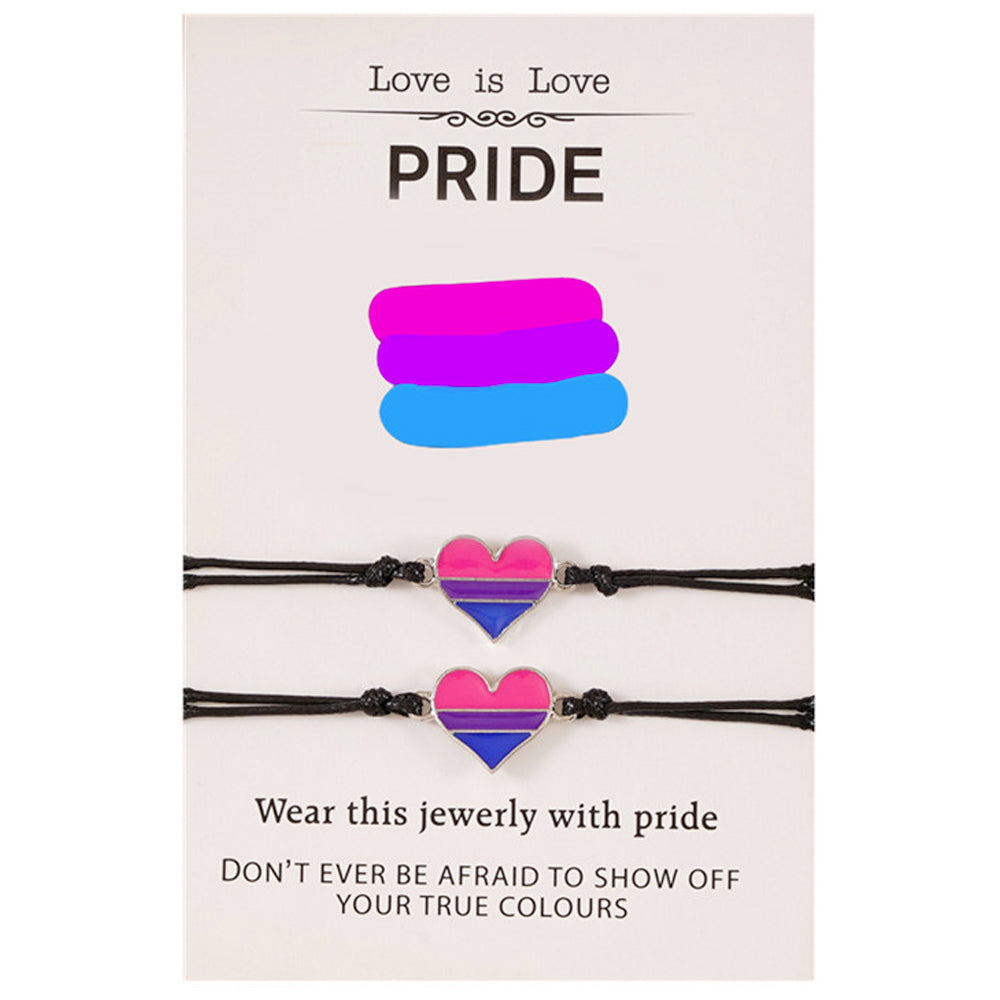 Bisexual Pack Friends/Lovers Cord Silver Heart Friendship