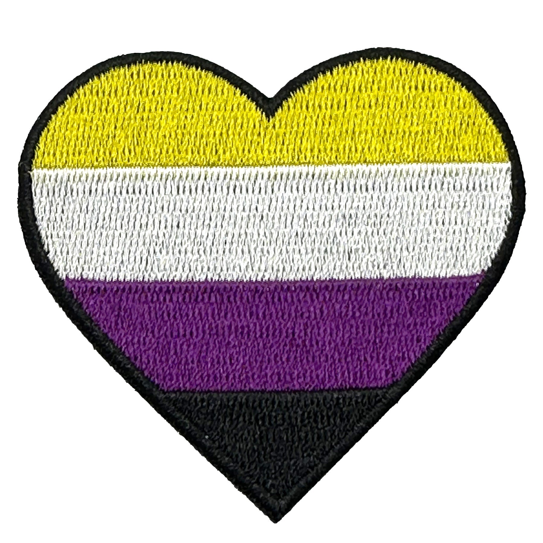 Non Binary Heart Embroidered Iron-On Patch –