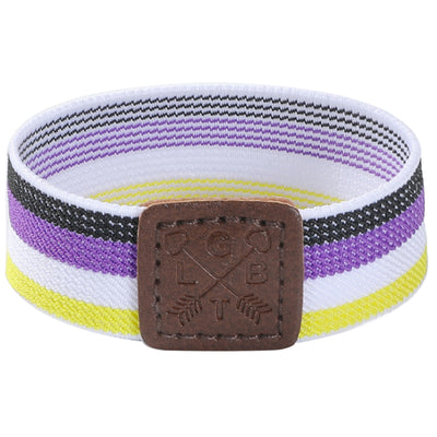 Elasticated Bracelet with Leather LGBT Emblem - Non Binary
