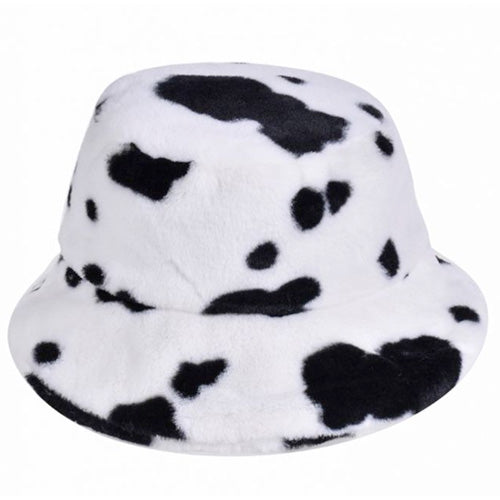 Cow Print Fluffy Bucket Hat - Black & White – www.gayprideshop.co.uk