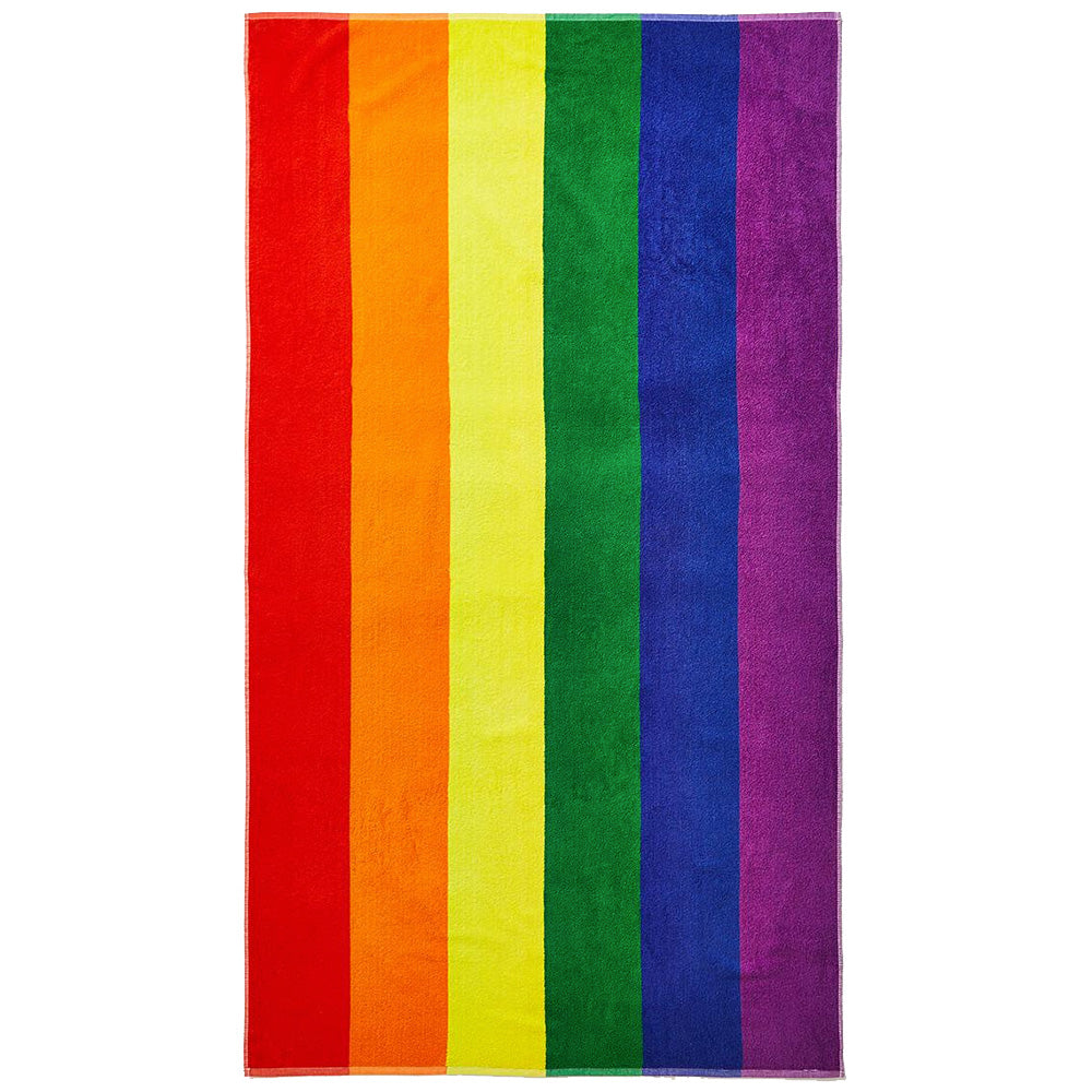 Jumbo Sized Cotton Beach/Bath Towel Gay Pride Rainbow Flag www
