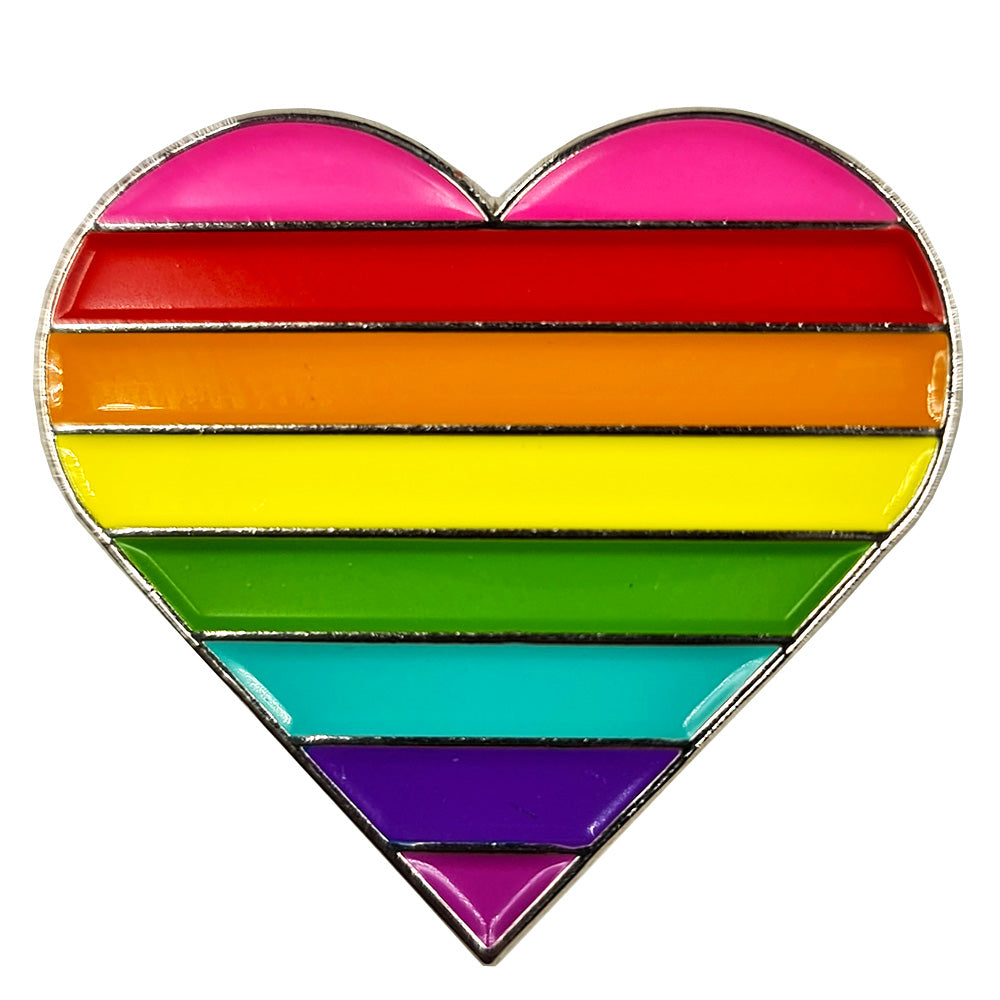 1978 Original Gay Pride Rainbow Flag Silver Metal Heart Lapel Pin Badg 