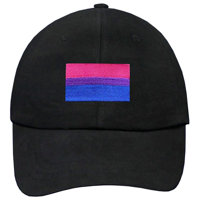 Bisexual Embroidered Flag Black Baseball Cap