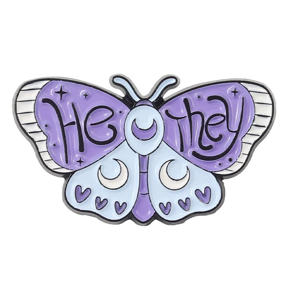 Non Binary They/Them Butterfly Enamel Pin - Home