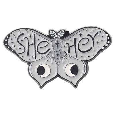 Butterfly Shape Metal Pronoun Pin - She/Her