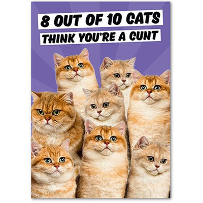 8 Out Of 10 Cats Think You're A C*nt  - Gay Birthday Card