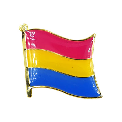 Pansexual Flag Gold Enamel Waving Flag Pin Badge