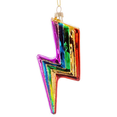 LGBTQ+ Christmas Decoration - Rainbow Lightning Bolt Shaped Bauble