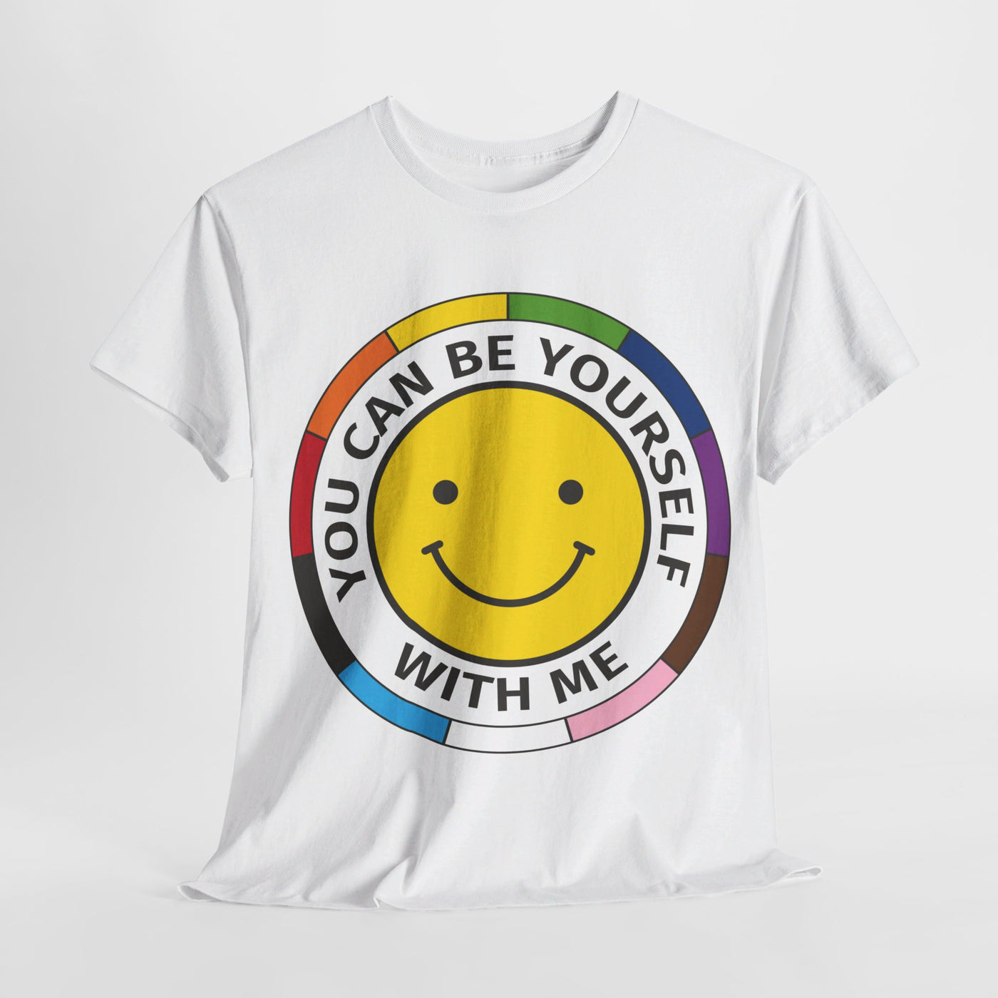 You Can Be Yourself With Me - Gender Neutral Heavy Cotton T-Shirt White  (LGBT Ally)