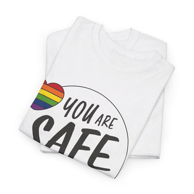 You Are Safe With Me - Gender Neutral Heavy Cotton T-Shirt White  (LGBT / Trans / Transgender Ally)