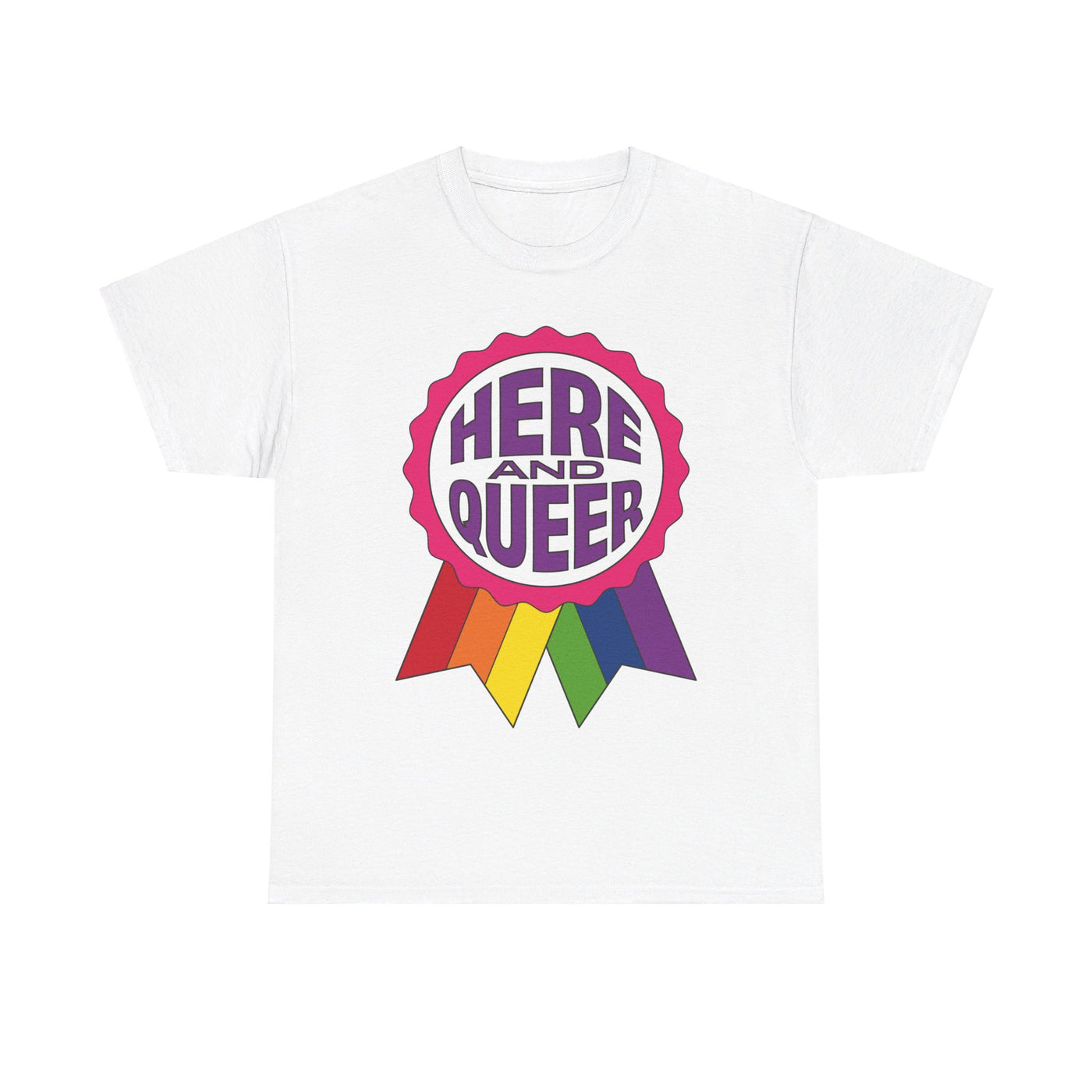 Here And Queer - Gender Neutral Heavy Cotton T-Shirt White