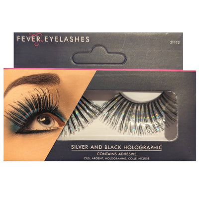 Fever Eyelashes Black & Silver Glitter 21112