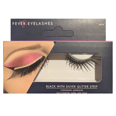 Fever Eyelashes Black With Silver Glitter 30279