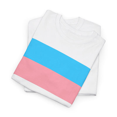 Transgender Flag - Gender Neutral Heavy Cotton T-Shirt White (Trans & Transgender Ally)