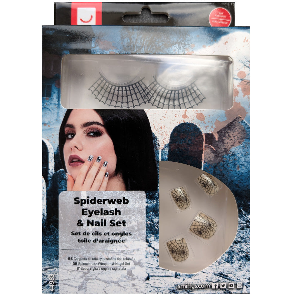 Smiffys Spiderweb Eyelashes & Nails Set 44983