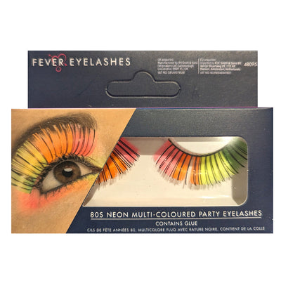 Fever Eyelashes 80s Neon Multi Coloured Party 48095