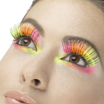 Fever Eyelashes 80s Neon Multi Coloured Party 48095