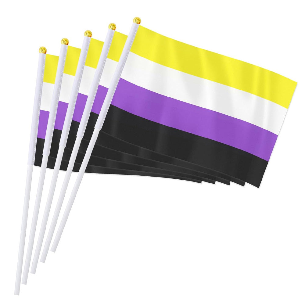 5 Pack - Non Binary Hand Held Flag (22.5cm x 15cm)