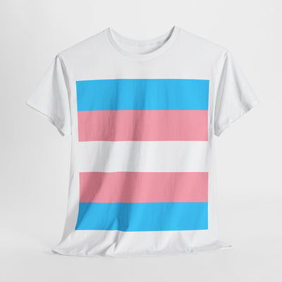 Transgender Flag - Gender Neutral Heavy Cotton T-Shirt White (Trans & Transgender Ally)