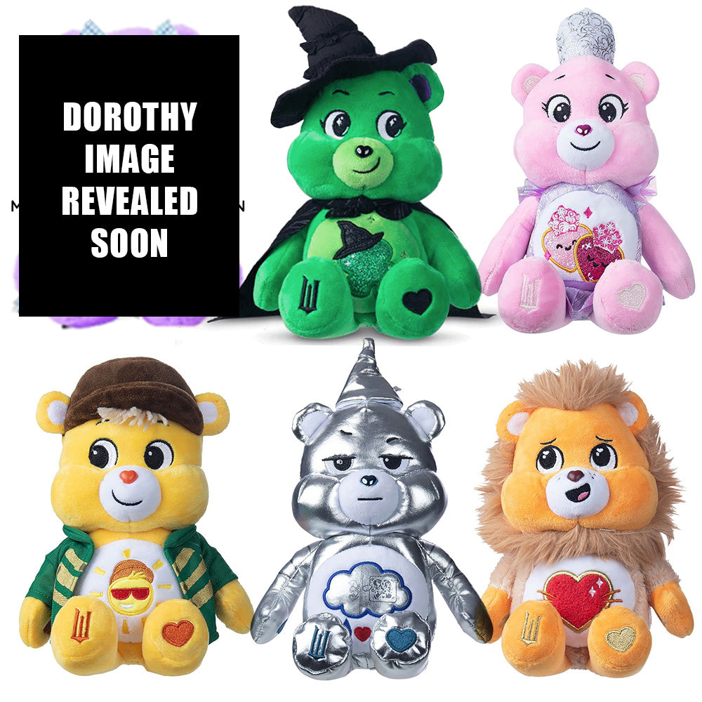 Care Bears x Wicked - All 6 22cm Plush (Glinda, Elphaba, Dorothy, Cowardly Lion, Tin Man & Scarecrow)