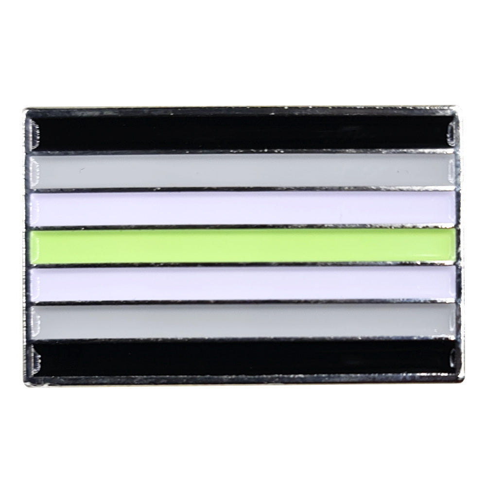 Agender Pride Flag Silver Metal Rectangle Lapel Pin Badge