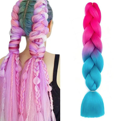 Hair Plaits (Braiding) - Hot Pink & Turquoise Ombre