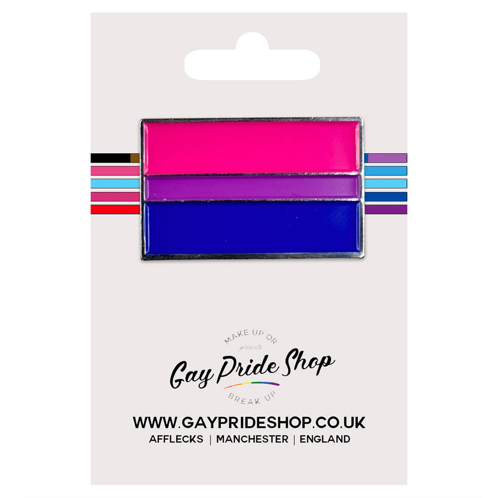 Bisexual Pride Flag Silver Metal Rectangle Lapel Pin Badge