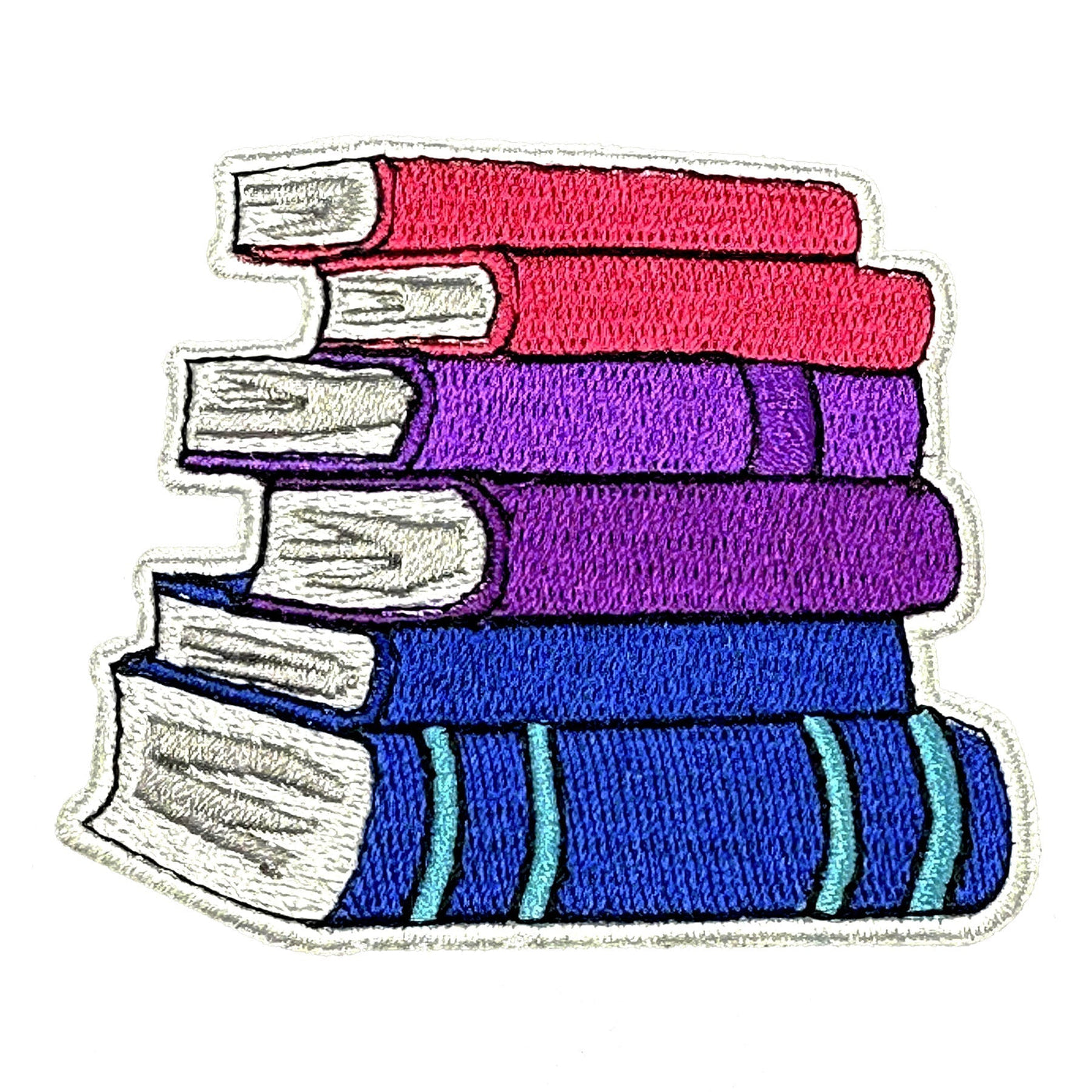 Bisexual Stack Of Books Embroidered Iron-On Patch