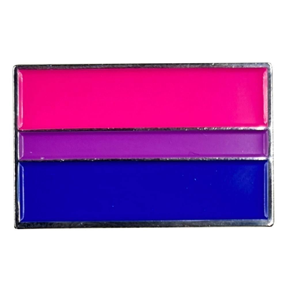 Bisexual Pride Flag Silver Metal Rectangle Lapel Pin Badge