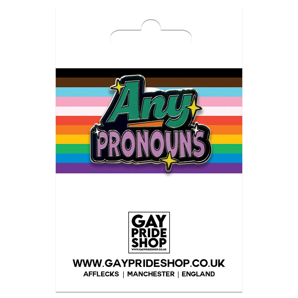 Pronoun Any Pronouns Enamel Pin (Black & Green/Lilac)