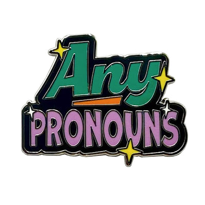 Pronoun Any Pronouns Enamel Pin (Black & Green/Lilac)