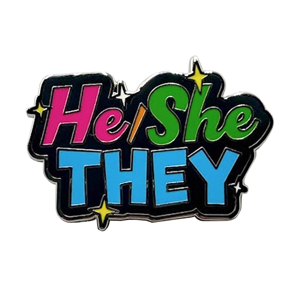 Pronoun He She They Enamel Pin (Black & Red/Gren/Blue)