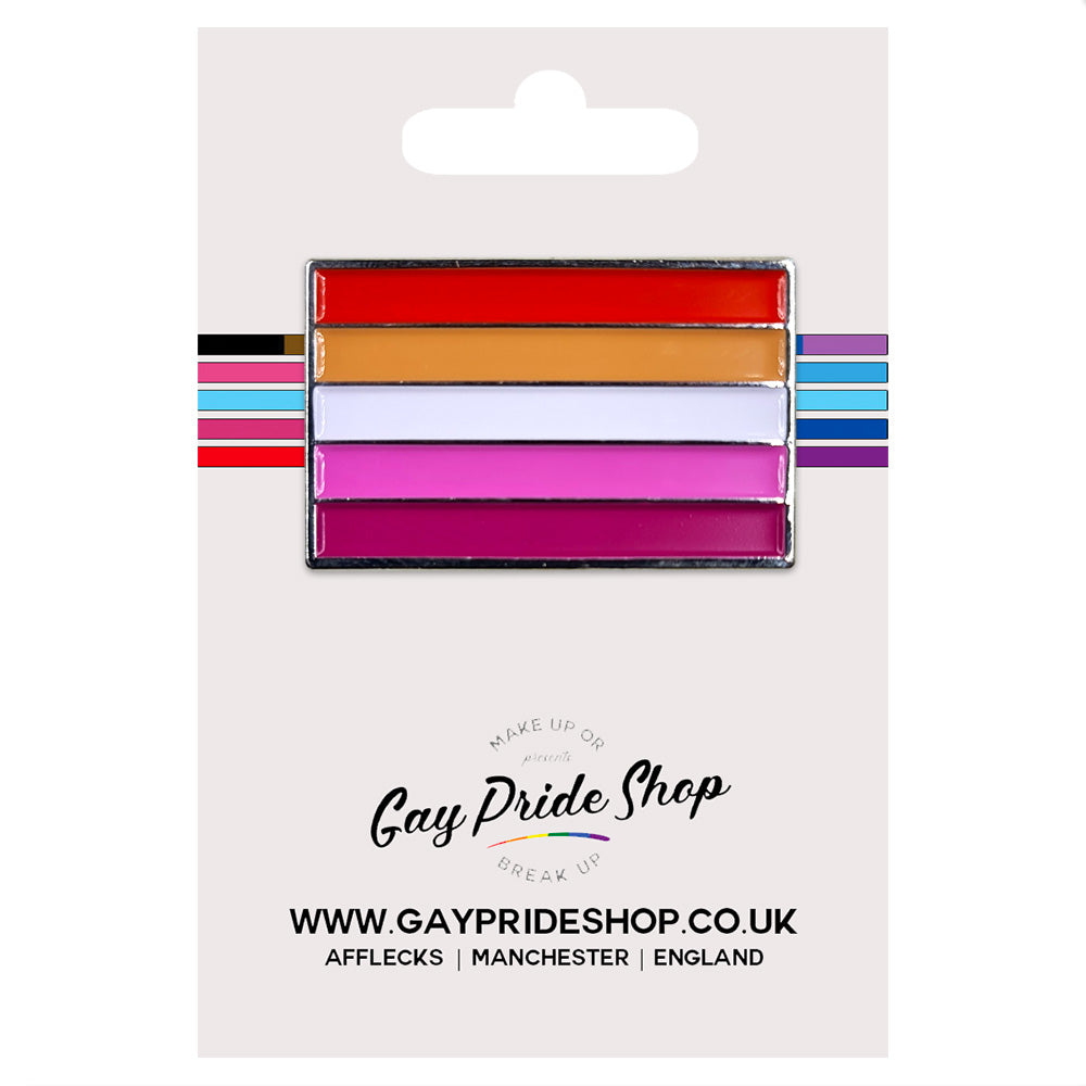 Community Lesbian Pride Flag Silver Metal Rectangle Lapel Pin Badge