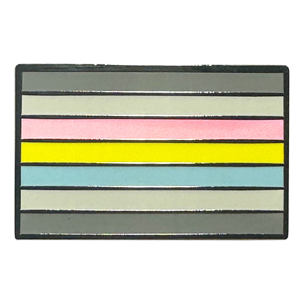 Demiflux Pride Flag Silver Metal Rectangle Lapel Pin Badge