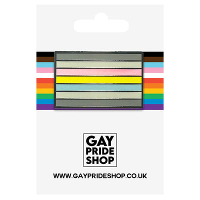 Demiflux Pride Flag Silver Metal Rectangle Lapel Pin Badge