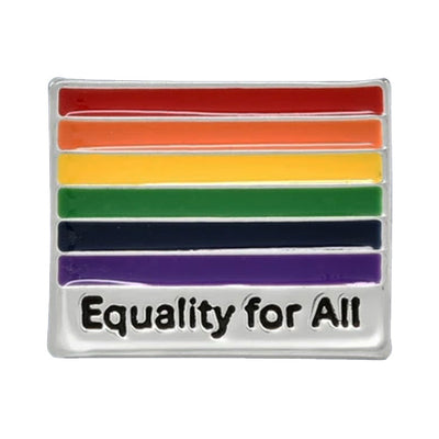 Gay Pride Rainbow Flag Silver Plated Pin Badge (Equality For All)