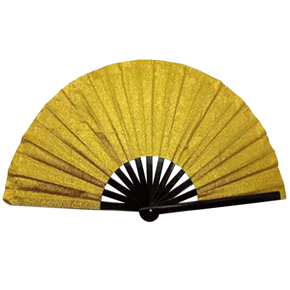 Gold Glitter Fabric Fan - Large 33cm