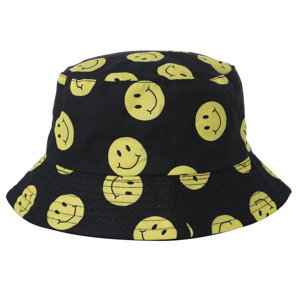 Smiley Face Black Bucket Hat