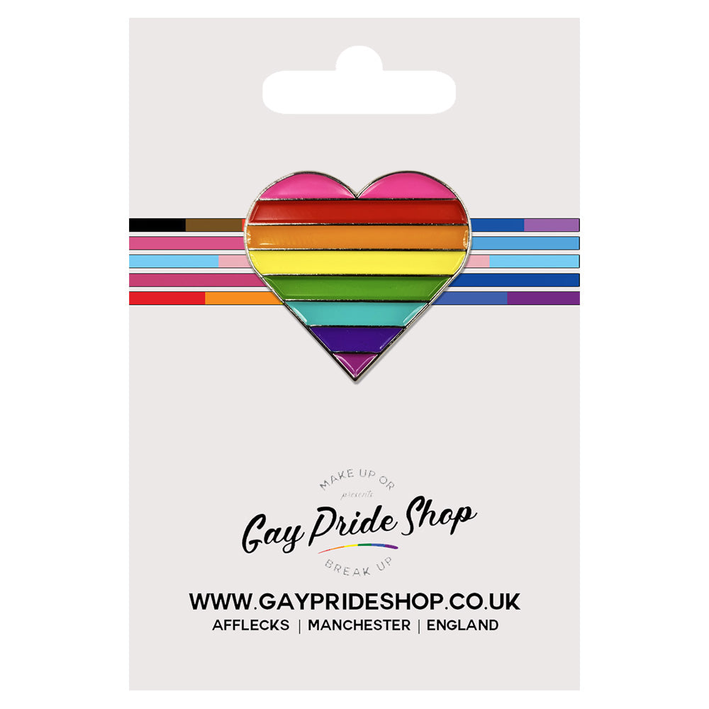 1978 Original Gay Pride Rainbow Flag Silver Metal Heart Lapel Pin Badge