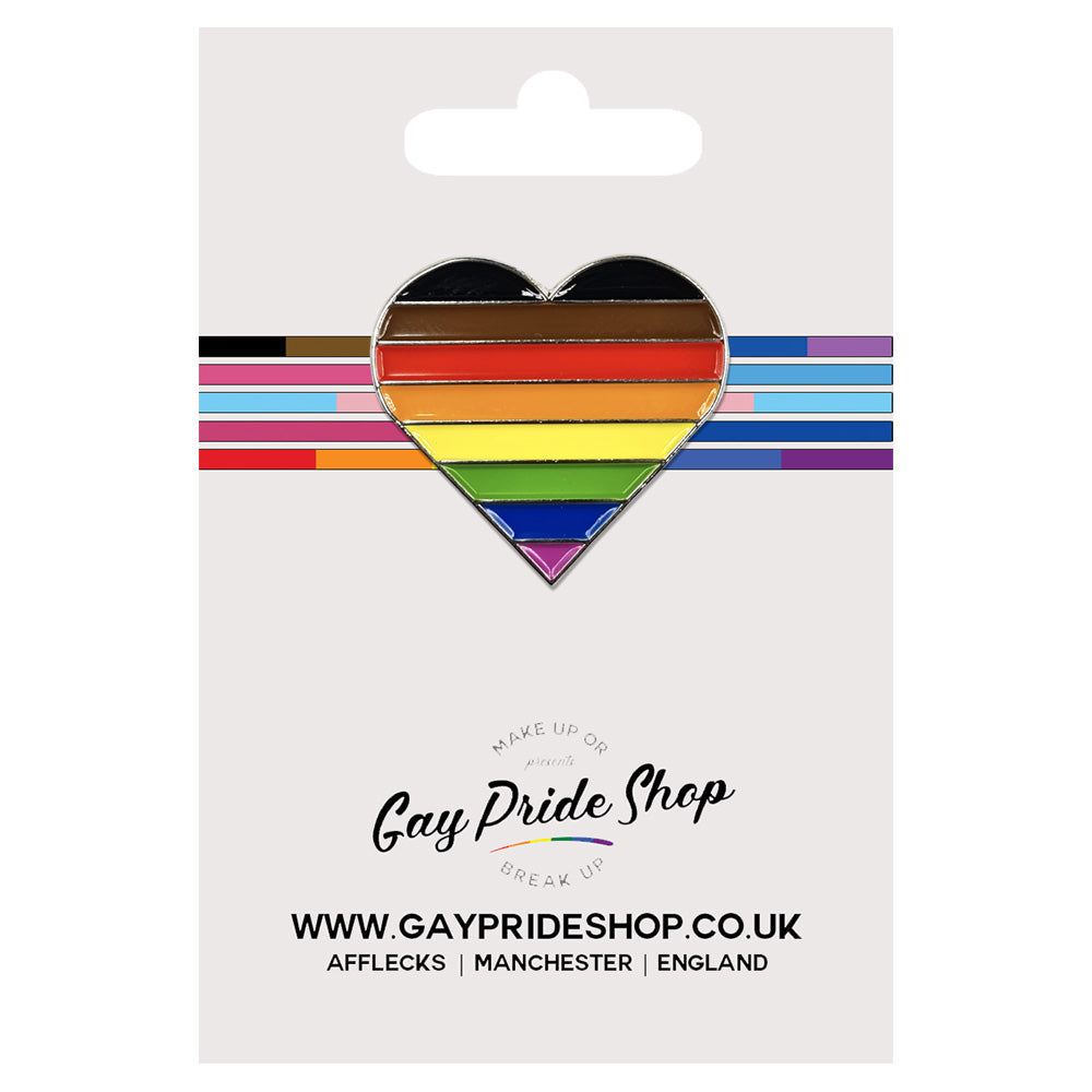 8 Colour Pride Rainbow Flag Silver Metal Heart Lapel Pin Badge