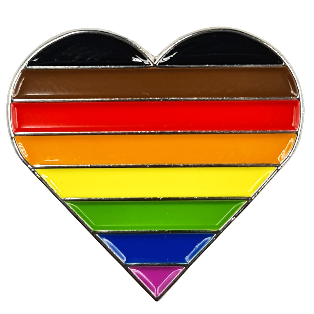 8 Colour Pride Rainbow Flag Silver Metal Heart Lapel Pin Badge