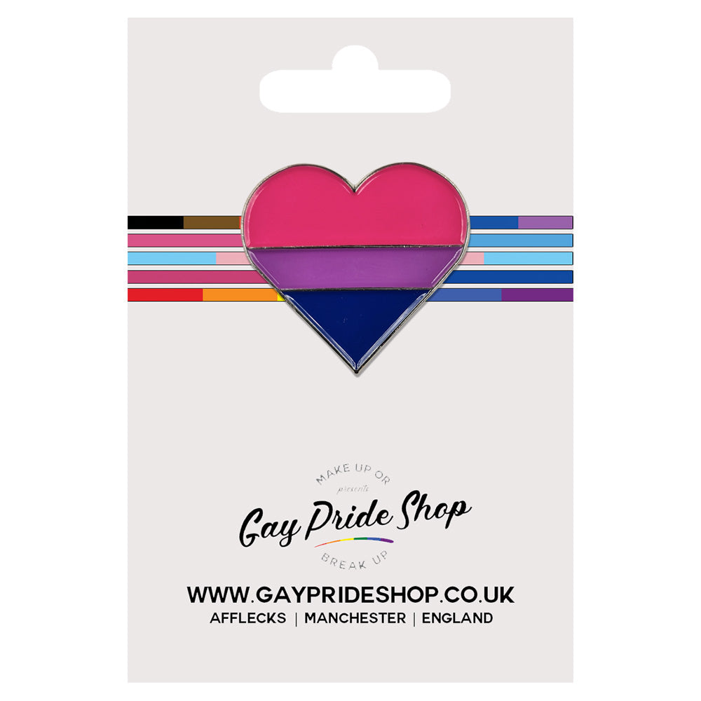 Bisexual Flag Silver Metal Heart Lapel Pin Badge