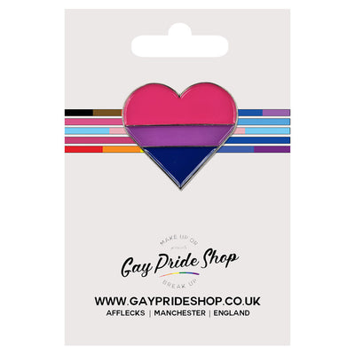 Bisexual Flag Silver Metal Heart Lapel Pin Badge