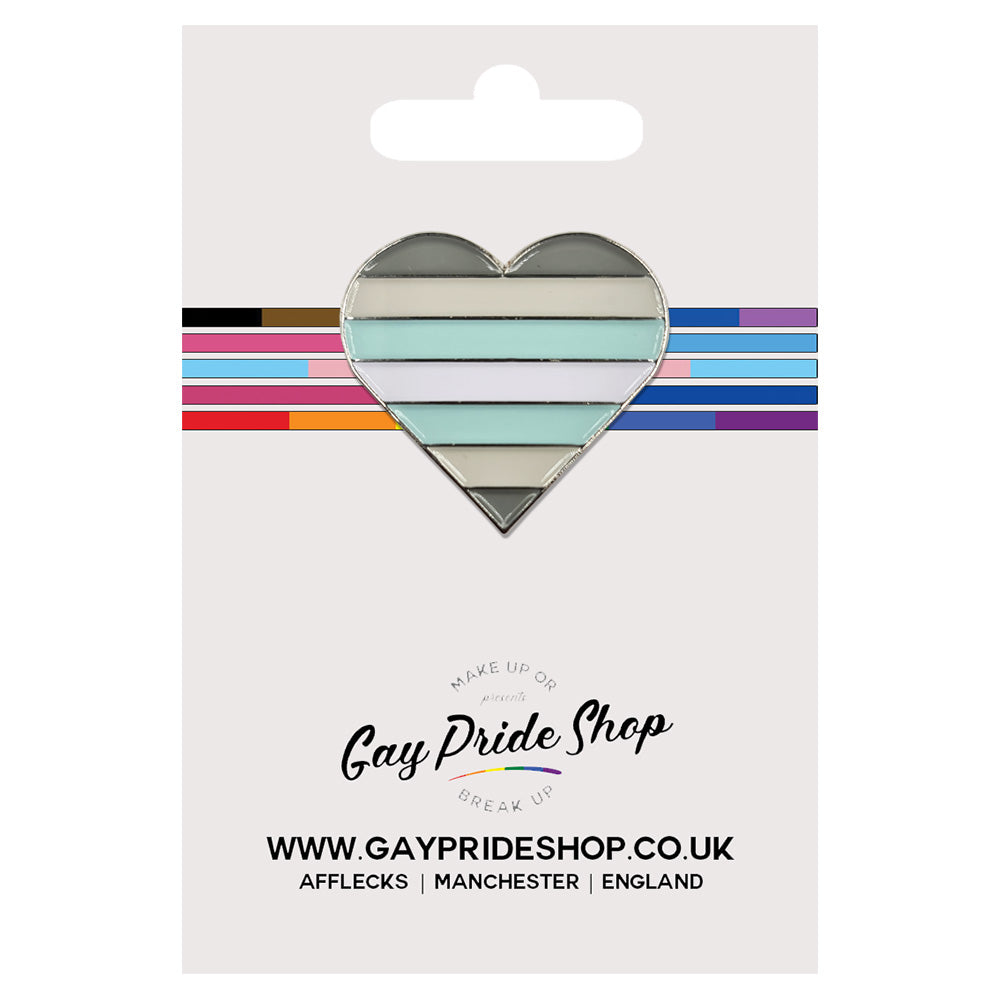 Demiboy Flag Silver Metal Heart Lapel Pin Badge