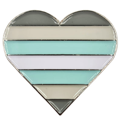 Demiboy Flag Silver Metal Heart Lapel Pin Badge