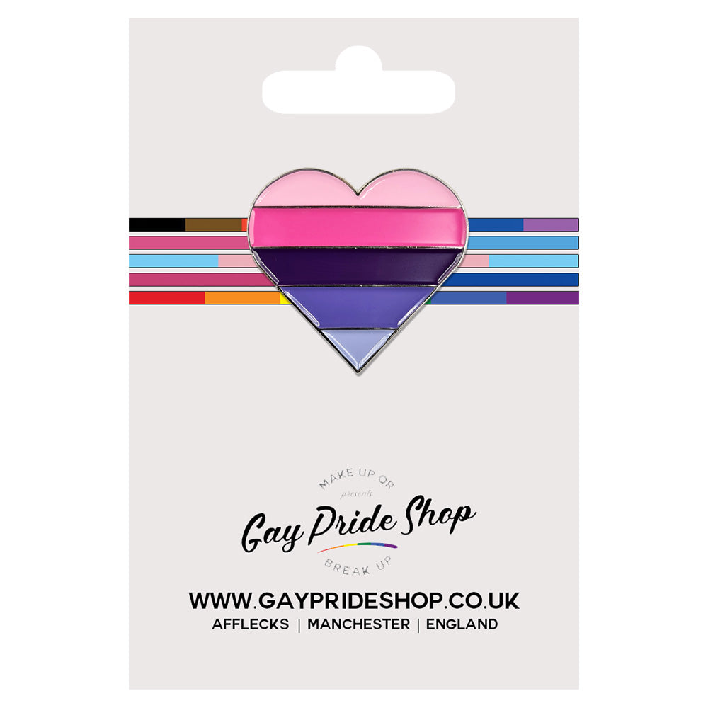 Omnisexual Flag Silver Metal Heart Lapel Pin Badge