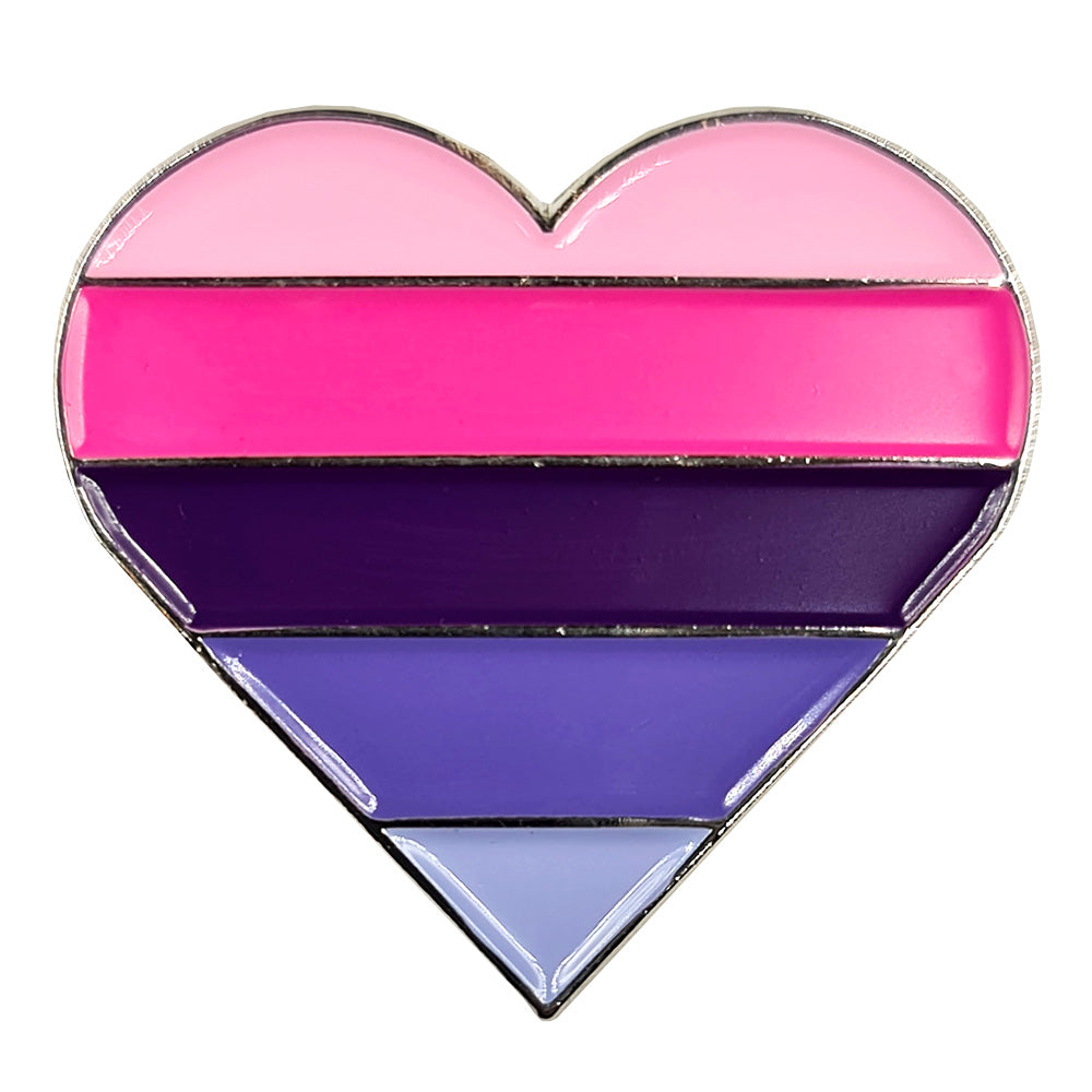 Omnisexual Flag Silver Metal Heart Lapel Pin Badge