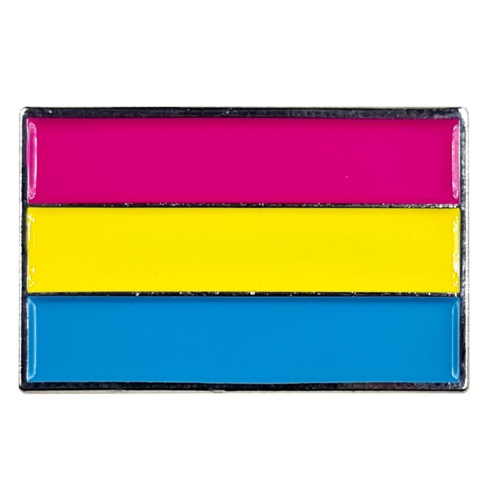 Pansexual Flag Silver Metal Rectangle Lapel Pin Badge