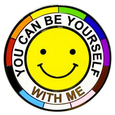 You Can Be Yourself With Me (Smiley Face) Enamel Lapel Pin Badge